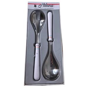 WMF Milano Salad Server Set Cromargan 18/10 Stnlss Steel White Stripe 1202216040